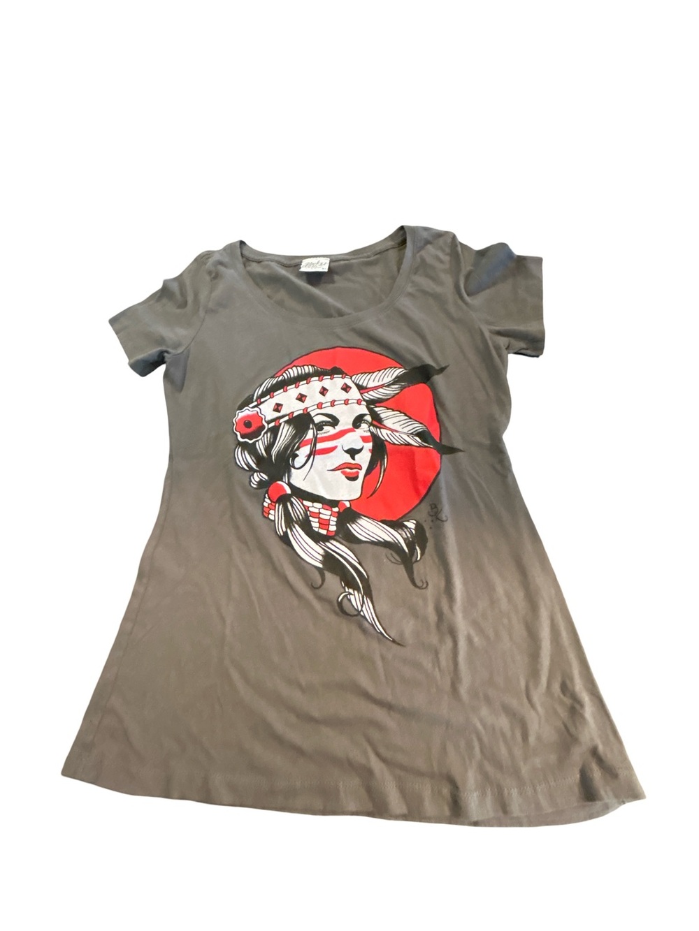 Black Market Art Company Graphic Tee XL Gray Tattoo Art Made in USA Scoop Neck